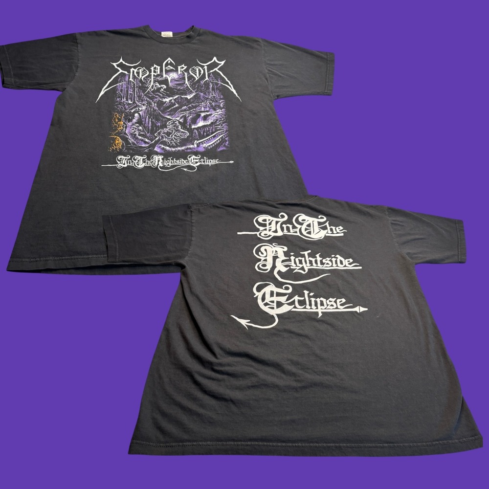 Emperor In The Nightside Eclipse T Shirt XL Black 2 Sided Black Metal Y2K Vtg